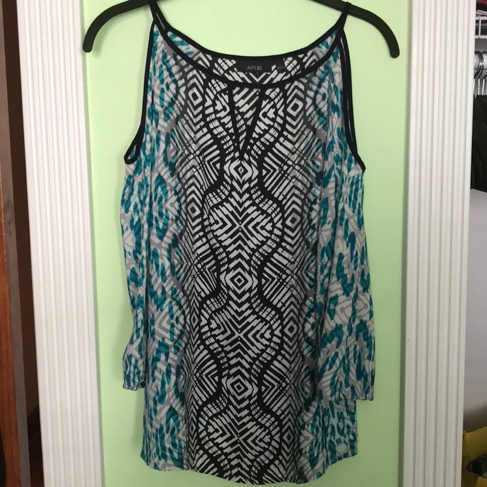 Blue and Black Cold Shoulder blouse